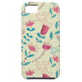 Blumenmuster mit Cartoonkatzen Case-Mate iPhone Hülle (Rückseite)