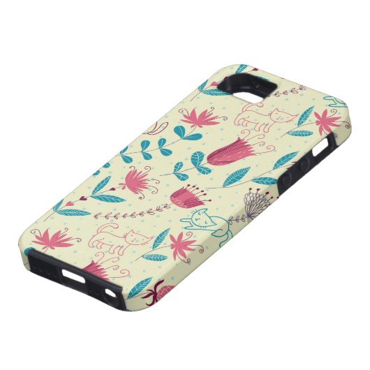 Blumenmuster mit Cartoonkatzen Case-Mate iPhone Hülle (unten)