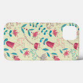 Blumenmuster mit Cartoonkatzen Case-Mate iPhone Hülle (Rückseite (Horizontal))