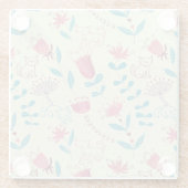 Blumenmuster mit Cartoonkatzen Glasuntersetzer (Rückseite)