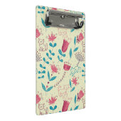 Blumenmuster mit Cartoonkatzen Mini Klemmbrett (Schrägansicht)