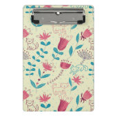 Blumenmuster mit Cartoonkatzen Mini Klemmbrett (Vorderseite)