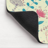 Blumenmuster mit Cartoonkatzen Mousepad (Ecke)