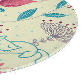 Blumenmuster mit Cartoonkatzen Schneidebrett (Ecke)
