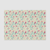 Blumenmuster mit Cartoonkatzen Seidenpapier (Vorderseite)