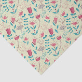 Blumenmuster mit Cartoonkatzen Seidenpapier (Ausschnitt)