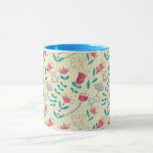 Blumenmuster mit Cartoonkatzen Tasse (Zentrum)