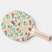 Blumenmuster mit Cartoonkatzen Tischtennis Schläger (Seitenansicht)