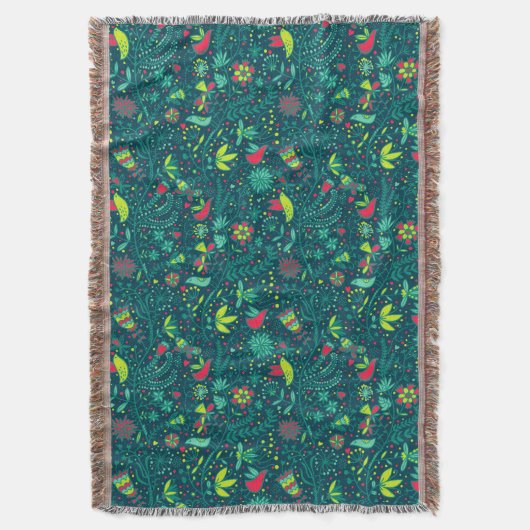 Blumenmuster mit Cartoonvögeln 2 Decke (Vorderseite Vertikal)