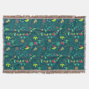 Blumenmuster mit Cartoonvögeln 2 Decke