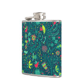 Blumenmuster mit Cartoonvögeln 2 Flachmann (Links)