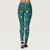 Blumenmuster mit Cartoonvögeln 2 Leggings (Rückseite)