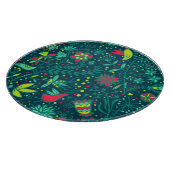 Blumenmuster mit Cartoonvögeln 2 Schneidebrett (Ecke)