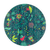 Blumenmuster mit Cartoonvögeln 2 Schneidebrett (Vorderseite)