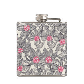 Blumenmuster mit Cartoonvögeln Flachmann (Rückseite)