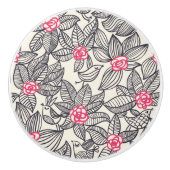 Blumenmuster mit Cartoonvögeln Keramikknauf (Vorderseite)