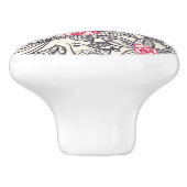 Blumenmuster mit Cartoonvögeln Keramikknauf (Seitenansicht)