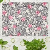 Blumenmuster mit Cartoonvögeln Küchentuch (Gefaltet)