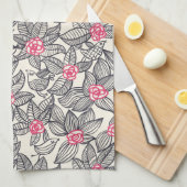Blumenmuster mit Cartoonvögeln Küchentuch (Viertel Falte)