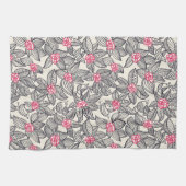 Blumenmuster mit Cartoonvögeln Küchentuch (Horizontal)