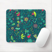 Blumenmuster mit Cartoonvögeln Mousepad (Mit Mouse)