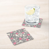 Blumenmuster mit Cartoonvögeln Rechteckiger Pappuntersetzer (Vor Ort)
