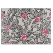 Blumenmuster mit Cartoonvögeln Schneidebrett (Vorderseite)