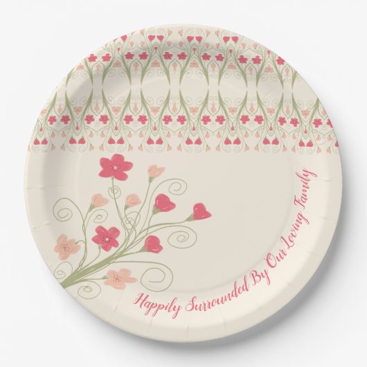 Blumenmuster mit dekorativem Muster Pappteller (Vorderseite)