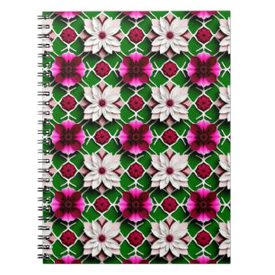 Blumenmuster mit farbenfrohen Blüten Notizblock