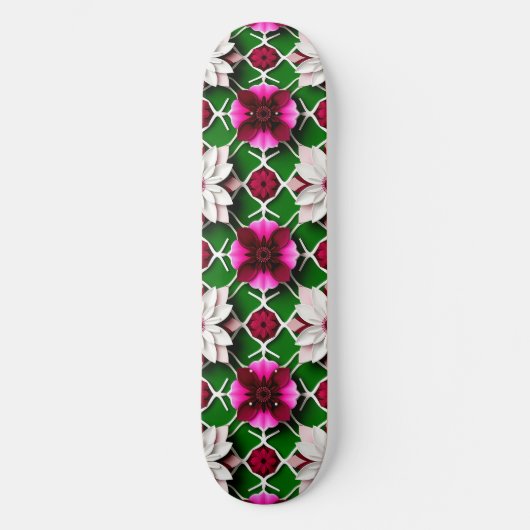 Blumenmuster mit farbenfrohen Blüten Skateboard (Vorderseite)