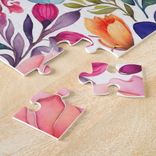 Blumenmuster mit farbigen Aquarell-Blume Puzzle (Seite)