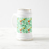 Blumenmuster mit farbigen Blume der Rose Bierglas (Vorderseite Links)