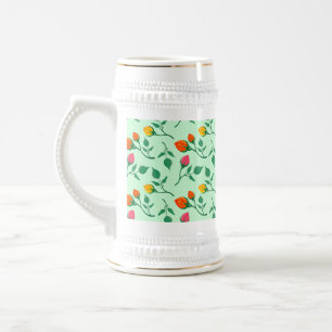 Blumenmuster mit farbigen Blume der Rose Bierglas