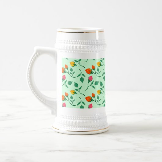 Blumenmuster mit farbigen Blume der Rose Bierglas (Links)