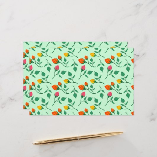 Blumenmuster mit farbigen Blume der Rose Briefpapier (Vorderseite/Rückseite Beispiel)