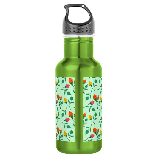 Blumenmuster mit farbigen Blume der Rose Edelstahlflasche (Rückseite)