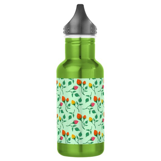 Blumenmuster mit farbigen Blume der Rose Edelstahlflasche (Links)