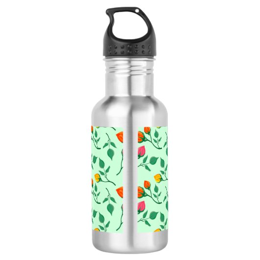 Blumenmuster mit farbigen Blume der Rose Edelstahlflasche (Rückseite)