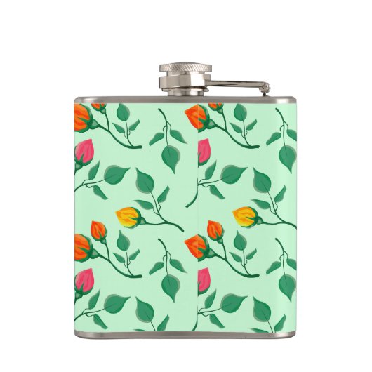 Blumenmuster mit farbigen Blume der Rose Flachmann (Rückseite)