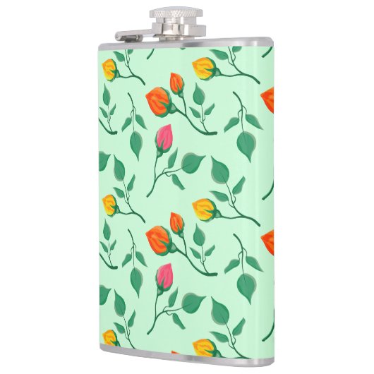 Blumenmuster mit farbigen Blume der Rose Flachmann (Links)