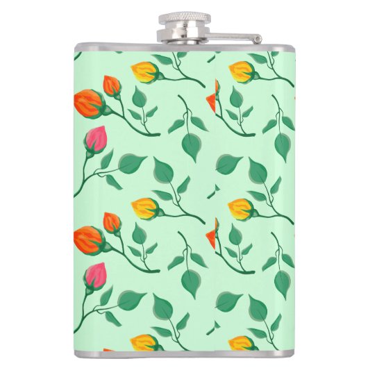 Blumenmuster mit farbigen Blume der Rose Flachmann (Rückseite)