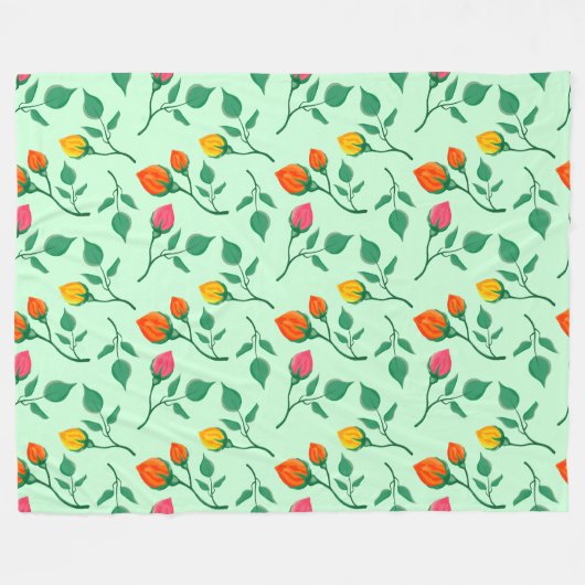 Blumenmuster mit farbigen Blume der Rose Fleecedecke (Vorderseite (Horizontal))