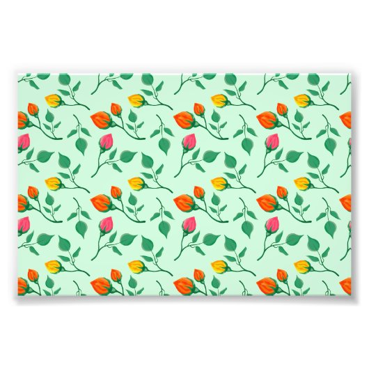 Blumenmuster mit farbigen Blume der Rose Fotodruck (Vorne)