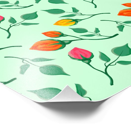 Blumenmuster mit farbigen Blume der Rose Fotodruck (Ecke)