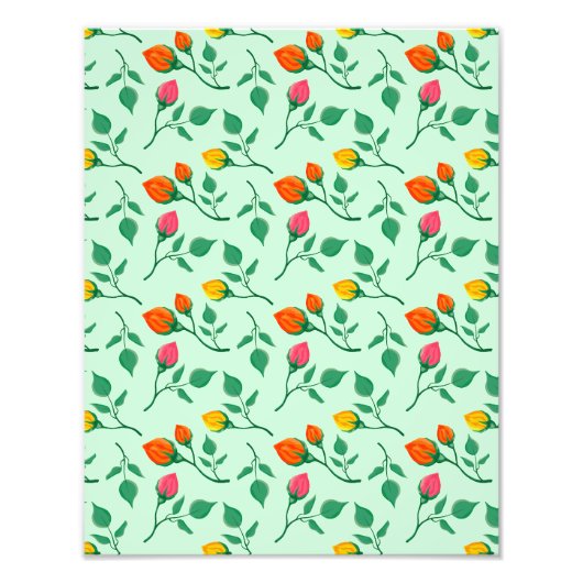 Blumenmuster mit farbigen Blume der Rose Fotodruck (Vorne)