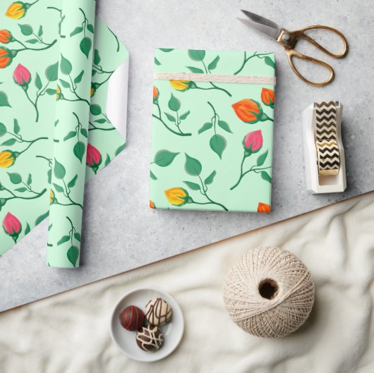 Blumenmuster mit farbigen Blume der Rose Geschenkpapier (Kunsthandwerk)