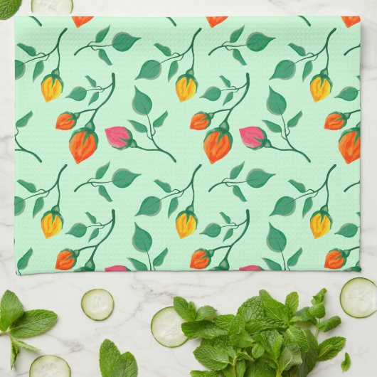 Blumenmuster mit farbigen Blume der Rose Geschirrtuch (Gefaltet)