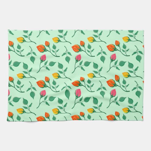 Blumenmuster mit farbigen Blume der Rose Geschirrtuch (Horizontal)