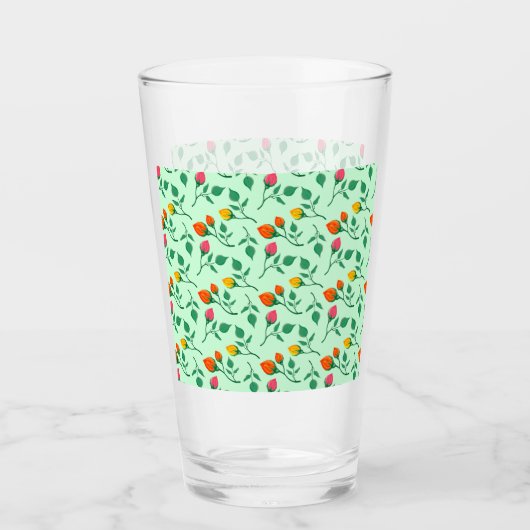 Blumenmuster mit farbigen Blume der Rose Glas (Vorderseite)