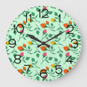 Blumenmuster mit farbigen Blume der Rose Große Wanduhr (Vorderseite)